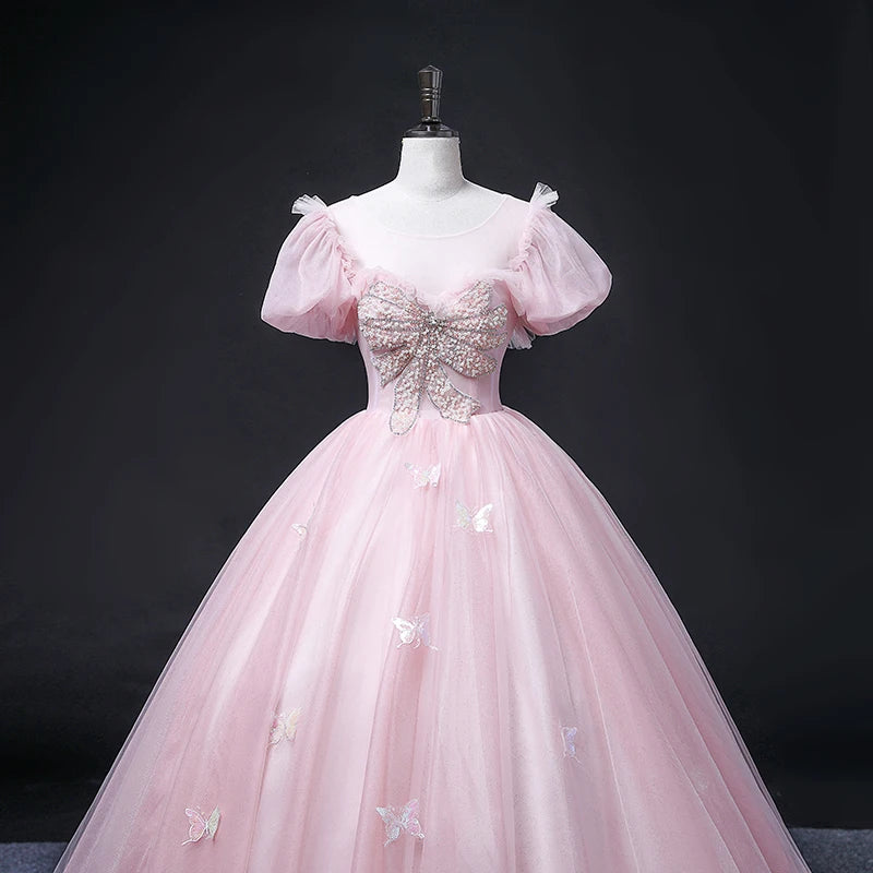 Pink Tulle Dress With Glitter Bow Accents on Luulla