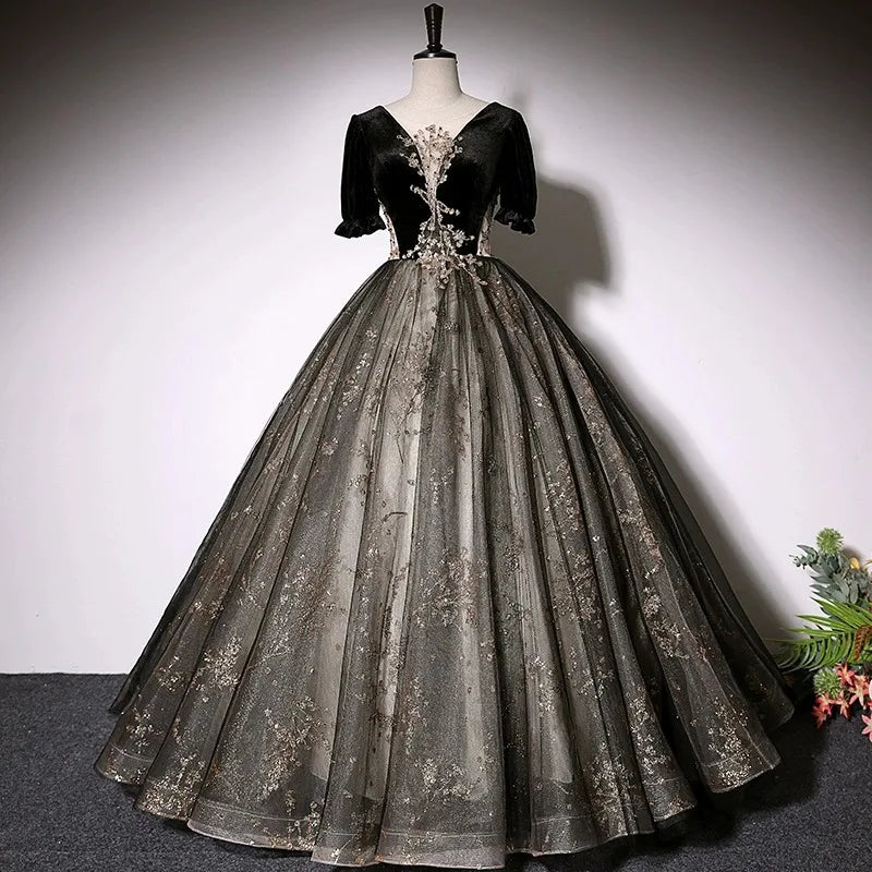 formal black floor length dress Atria Backless Long Formal Gown with Plunging V-Neck Black / XLarge