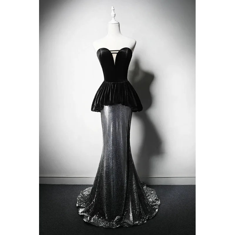 black peplum evening dress Nicole Bakti - 605 Illusion High Neck Peplum Cocktail Dress 6 / Champagne main image 0