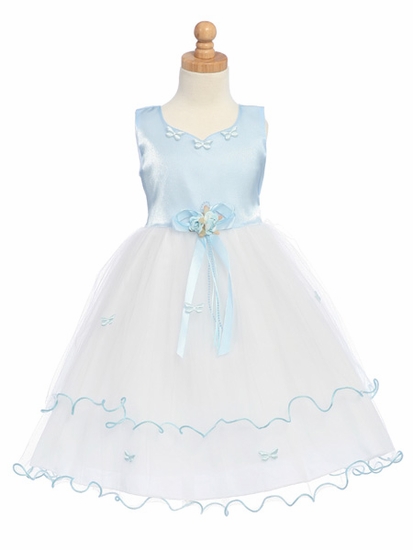 2015 Clothing Dresses Flower Girl Dress Flower Girls Marrylove Organza Blue Flower Girl Dress - Matte Satin Bodice With Butterflies