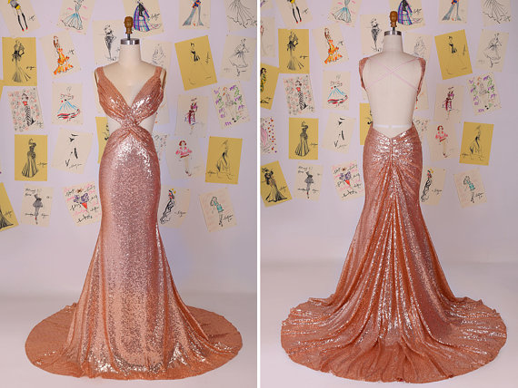Sexy Sequins Hollow Open Back Mermaid Prom Dress/champagne Sequin Dress/champagne Sequin Evening Party Dress/long Mermaid Prom Dress Daf0014