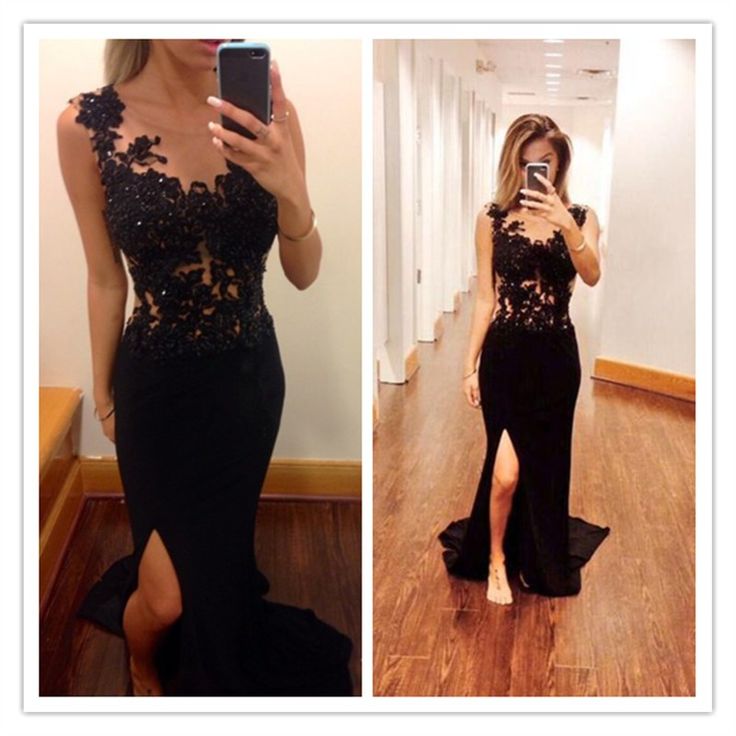 black lace ball gowns