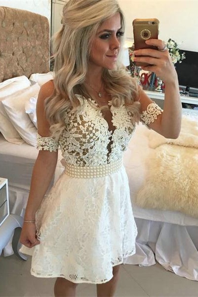 lace short prom dresses