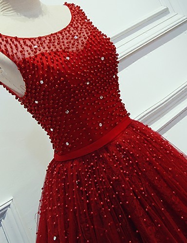 Charming A-line Formal Evening Dress, Red Prom Dress, Red Wedding Dress, Lace Prom Dress, Red Formal Dresses, Beading Red Long Prom Dresses