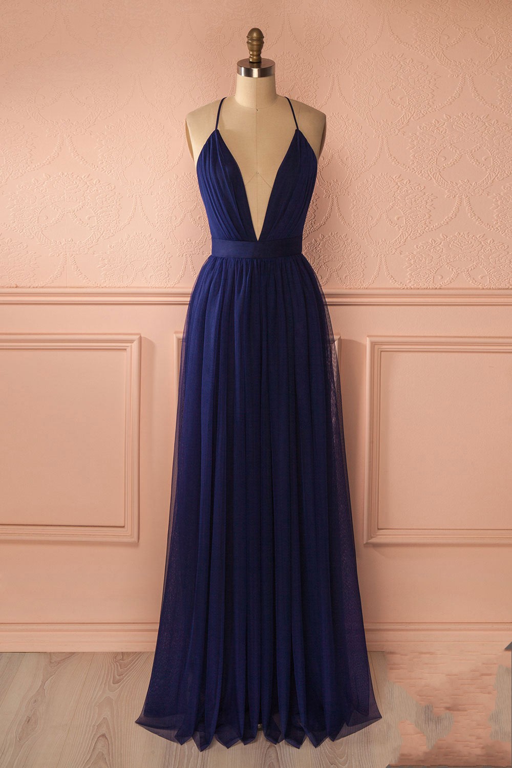 simple navy prom dress