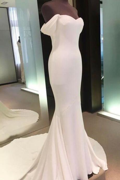 Off-the-shoulder Mermaid Long Wedding Dress, Prom Dress, Formal Gown