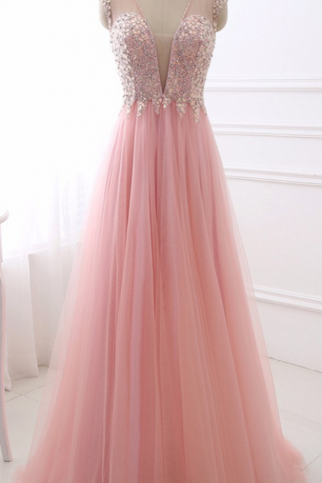 Sexy V Neck Evening Dress Erosebridal Sparkly Beading Long Prom Party Gowns Backless A Line Sleeveless