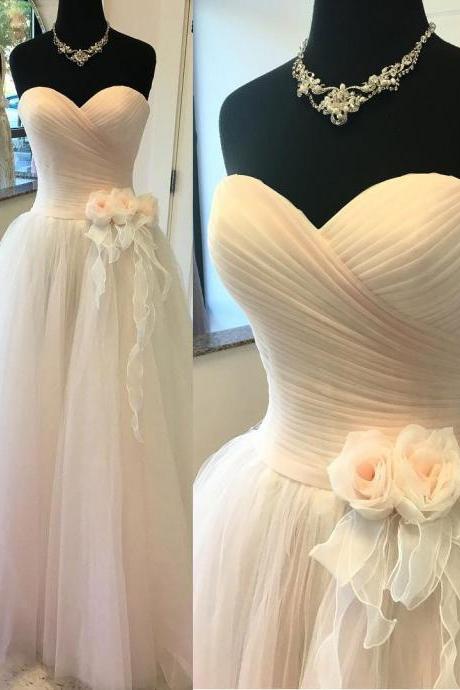 2018 A- Line Princess Sweetheart Neck Strapless Bridal Dresses