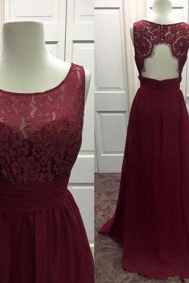 2018 Lace Top Sleeveless Backless Prom Dress,sexy Chiffon A-line Party Dresses Evening Gowns