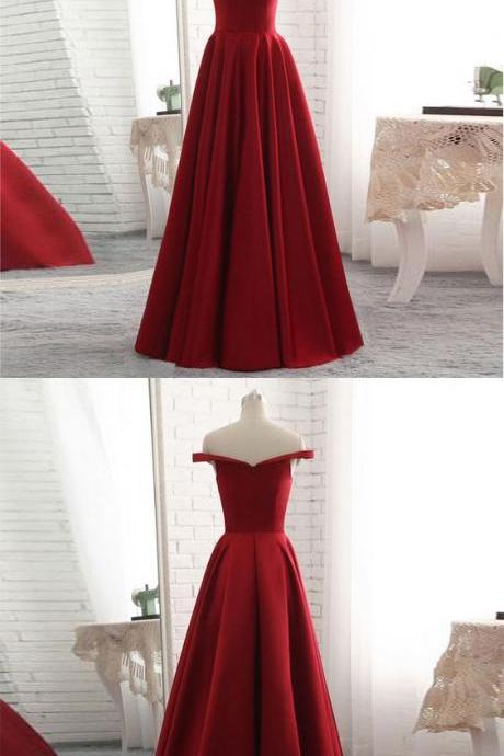 Off The Shoulder Red Formal Evening Gown A Line Prom Dress