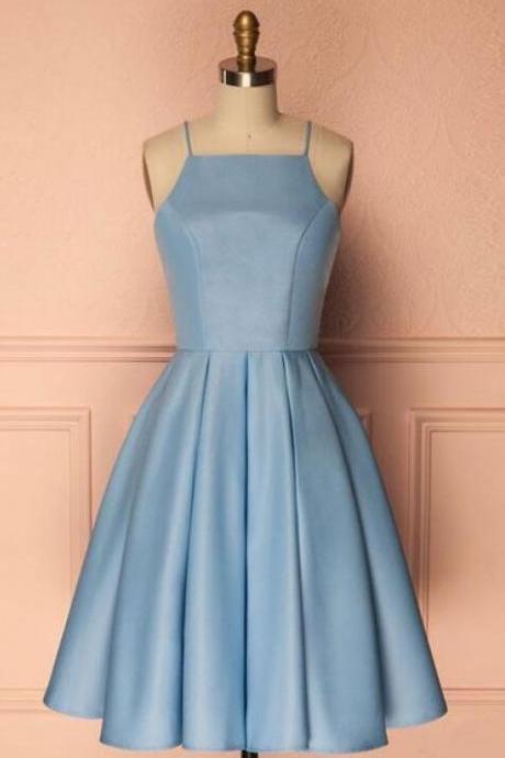 Sky Blue Homecoming Dresses,simple Short Prom Dress,sexy A Line Homecoming Dresses,satin Homecoming Dresses,blue Party Dresses
