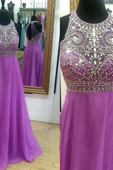A-line Long Party Graduation Dresses Open Back Formal Gowns Evening Dresses For Teens
