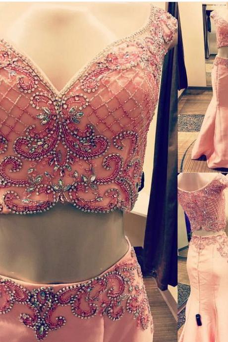 Sexy Prom Dress, Prom Dresses,2 Pieces Prom Dress Evening Gown Pageant Dress,wedding Guest Prom Gowns,