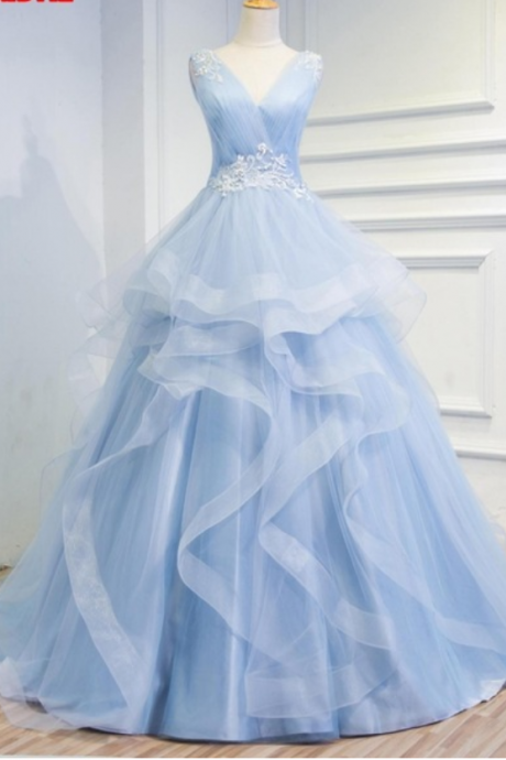 A Blue Sky Evening Dress Marriage The Women Beaded The Hairdressing Gown Ball Gown