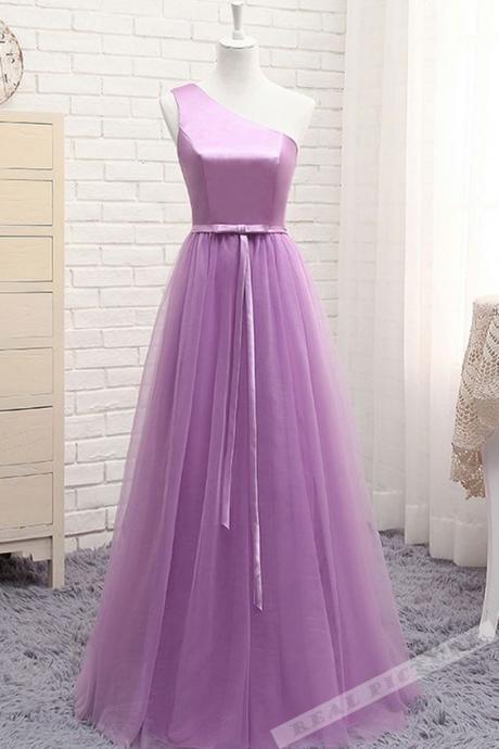 Charming Prom Dress,long Prom Dress, One Shoulder Prom Dresses,elegant Tulle Prom Dresses
