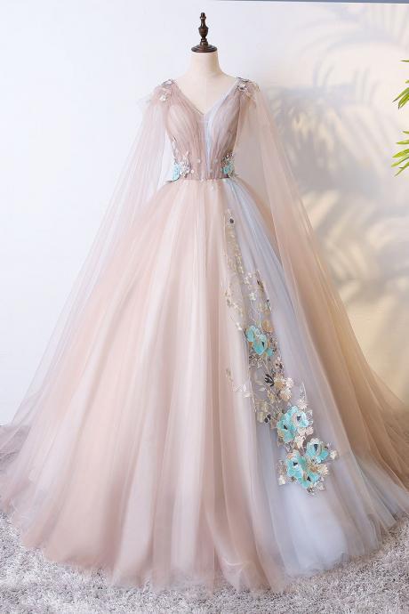 Champagne Tulle Long Prom Dress,champagne Tulle Evening Dress