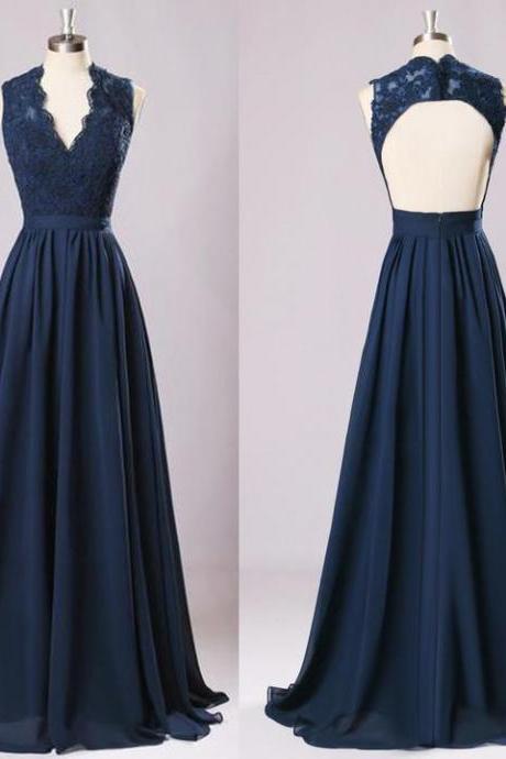 Long Bridesmaid Dresses Navy Blue Chiffon Wedding Party Gown,off-shoulder Maid Of Honor Long Prom Gown