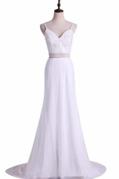 Lace Applique ,two Pieces Prom Dresses,formal Mermaid Dresses, Sleeveless V Neck ,spaghetti Straps Evening Dresses,custom Made , Fashion