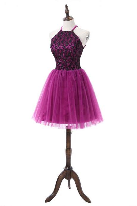 Charming Homecoming Dress, Tulle Purple Homecoming Dresses, Short Prom Dress