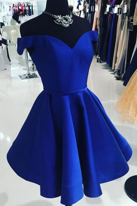 Royal Blue Off The Shoulder Short Homecoming Dresses Homecoming Dresses