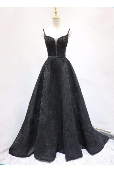Black Ball Gown Beaded Prom Dress,prom Dress,prom Dresses,long Prom Dress