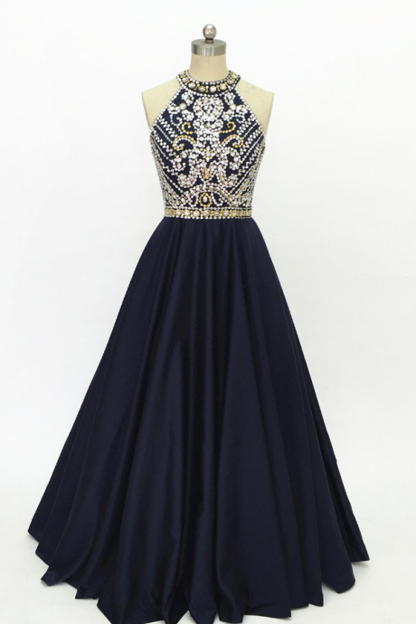 The satin ball gown of dark blue dress custom-made for the back of the back party formal evening dress evening gown