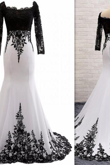 Sexy Full Sleeve Evening Gowns ,mermaid Lace Prom Dress Formal Evening Dress,backless Evening Dress