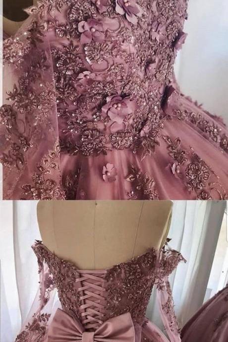 Amazing Lace Embroidery Long Sleeves Prom Dresses Off Shoulder