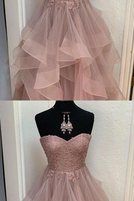 Unique Sweetheart Lace Tulle Long Prom Dress, Stunning Customized Evening Dress