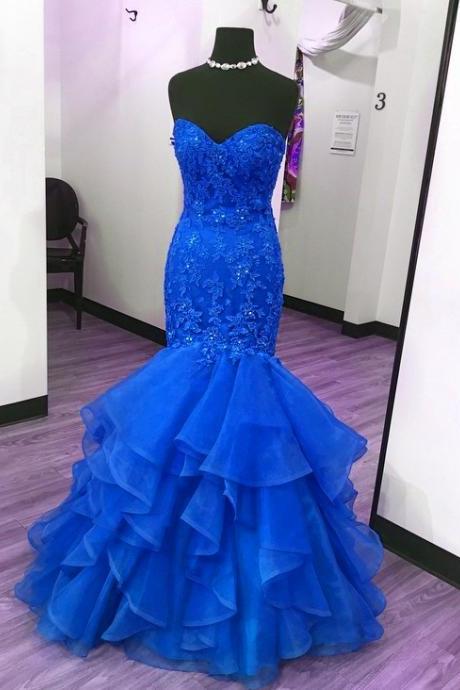 Ruffles Prom Dress,sweetheart Prom Dress,elegant Evening Gowns,mermaid Prom Dresses