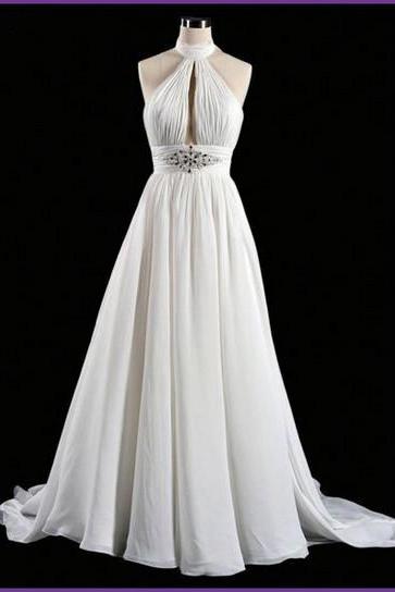 Sexy Elegant Custom Made Beach Wedding Dress,a Line Wedding Dress,backless Wedding Dresses