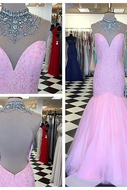 Long Prom Dress,sexy Prom Dress,pink Tulle Mermaid Evening Gown,formal Evening Dress,women Dress
