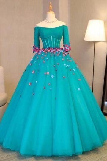 high quality Scoop Ball Gown Bowknot Lace Pearls Court Train Quinceanera Dress