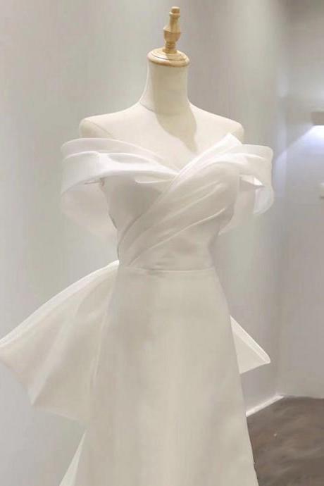 French Light Wedding Dress 2023 Retro Mermaid Skirt Banquet Temperament Satin Main Wedding Dress White Small Tail