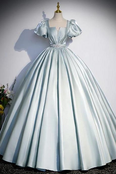 Ball Dress Blue A-line Satin Pleated Blue Satin Long Evening Dress Party Dress Banquet Dress