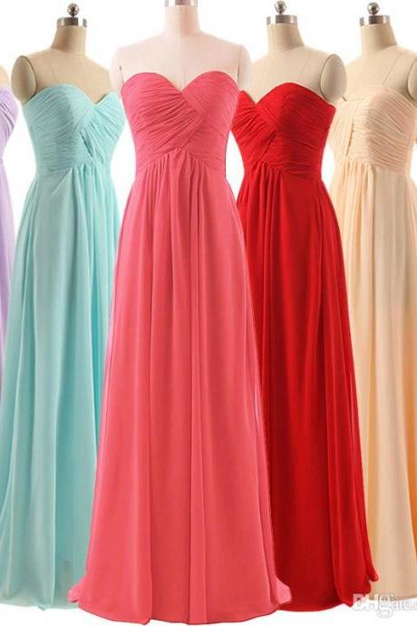 2015 Cheap Bridesmaid Dresses In Stock Mint Coral Lilac Orange Chiffon Wedding Gust Gowns Floor Length Ruffles Maid Of Honor Dress
