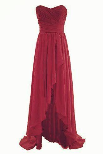 Beautiful' Handmade High Low Wine Red Prom Dresses, High Low Prom Dresses, Homecoming Dresses 2016