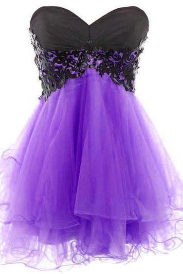 Custom Made Sweetheart Neckline Lace Applique Tulle Homecoming Dress, Short Formal Evening Dress , Cocktail Dress