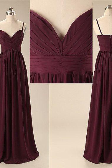 Elegant Handmade Long Sweetheart Straps Simple Prom Dresses, Long Prom Gowns, Bridesmaid Dresses, Wedding Party Dresses