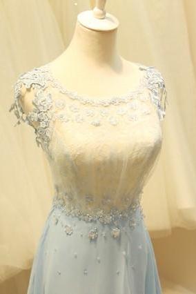 Pretty Light Blue Long Prom Dress With Applique, Sexy Prom Dresses, Prom Dresses 2015, Formal Gown,simple Prom Dresses