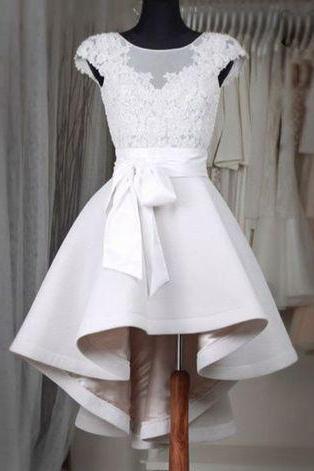 Arrival Prom Dress,sexy Prom Dress,prom Dress,simple White Lace Short Prom Dress,high Low Homecoming Dresses