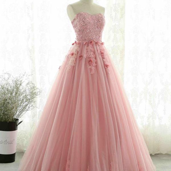 Sweetheart Blush Pink Lace Evening Prom Dresses, Sweet 16 Dresses on Luulla