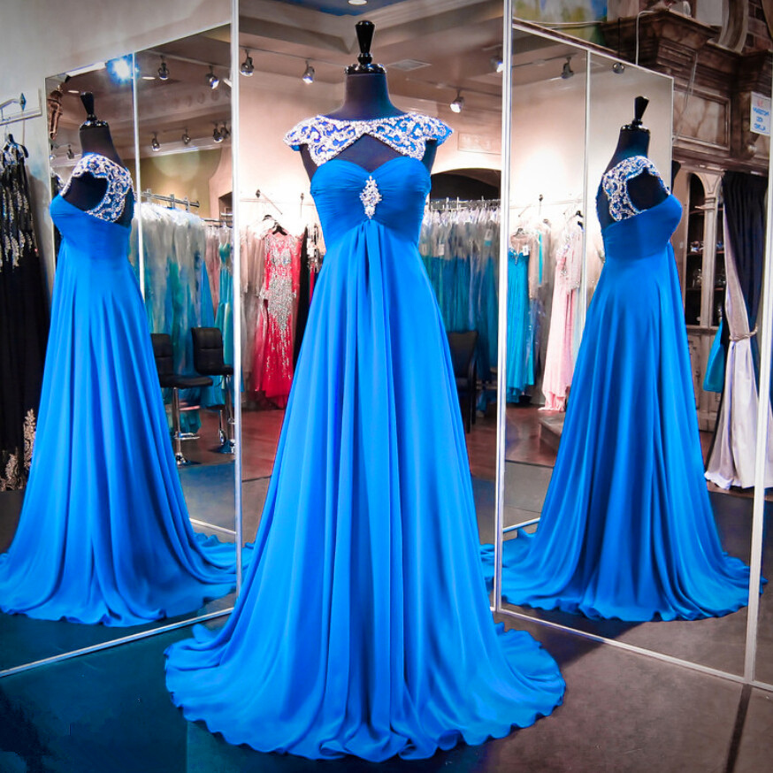 Stunning Blue Gown With Beaded Lace Detail on Luulla