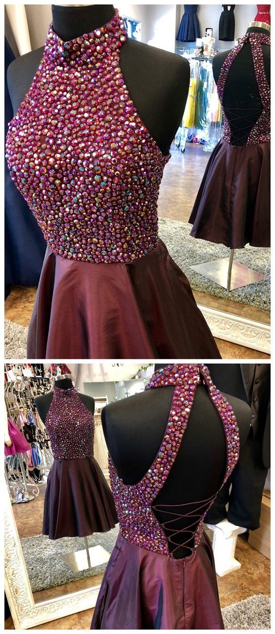 Floor-length Lace Sheath Dress Halter Neck Burgundy