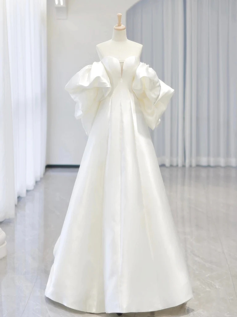 Luxe Satin Gown With Dramatic Ruffled Sleeves on Luulla