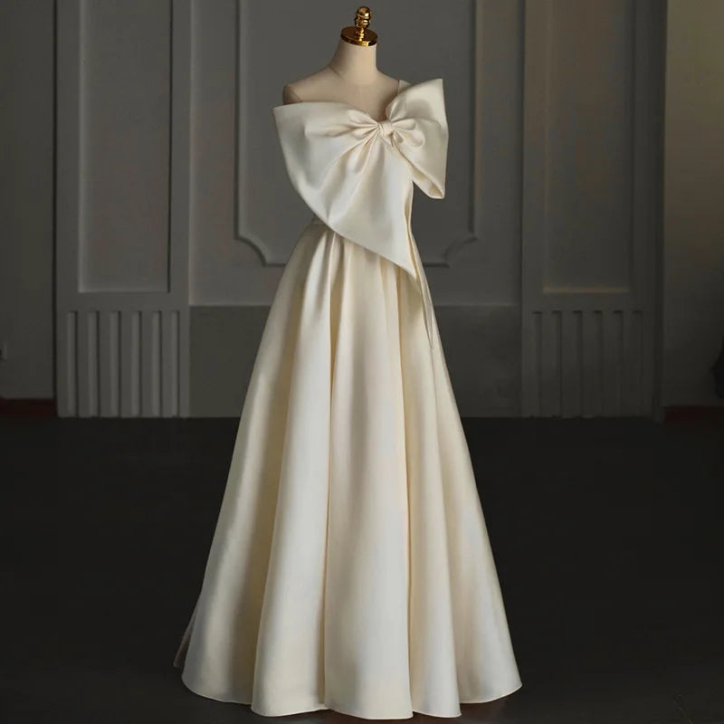Strapless Satin Gown With Oversized Bow Detail on Luulla