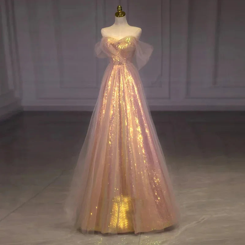 Sparkling Strapless Gown With Gold Tulle Overlay on Luulla