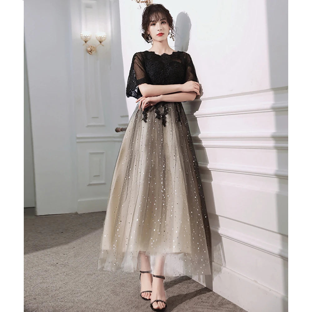 Stunning Black Lace Gown With Sequin Details on Luulla