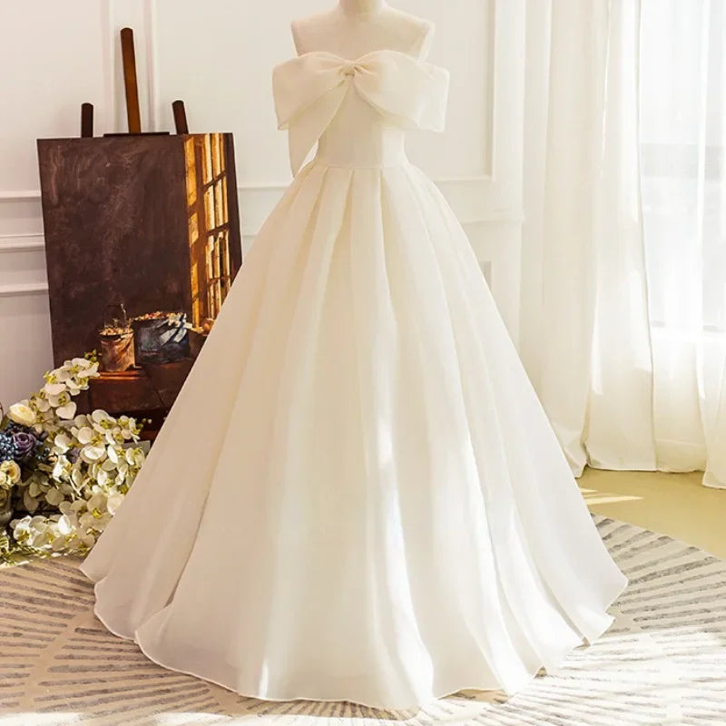 Strapless Gown With Bow Accent, Flowing Skirt on Luulla