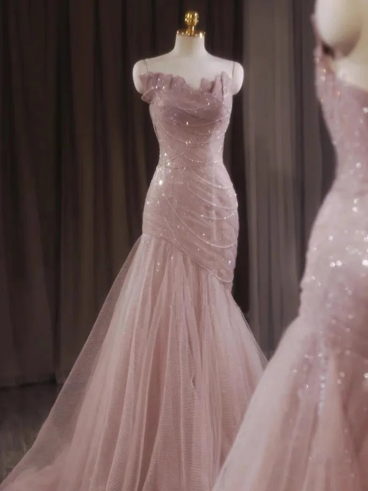 Sparkling Strapless Sequin Gown With Tulle Skirt on Luulla